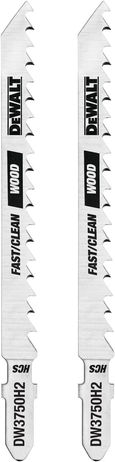 DEWALT DW3750H2 4-Inch 6TPI Fast Wood Cut High T-Shank Jig Saw Blade (2-Pack)