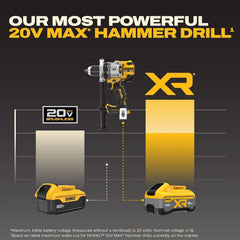 DEWALT 20V MAX XR 1/2 Inch Brushless Cordless Hammer Drill Kit with 8AH Battery and Charger, 3 Speed (DCD1007WW1)